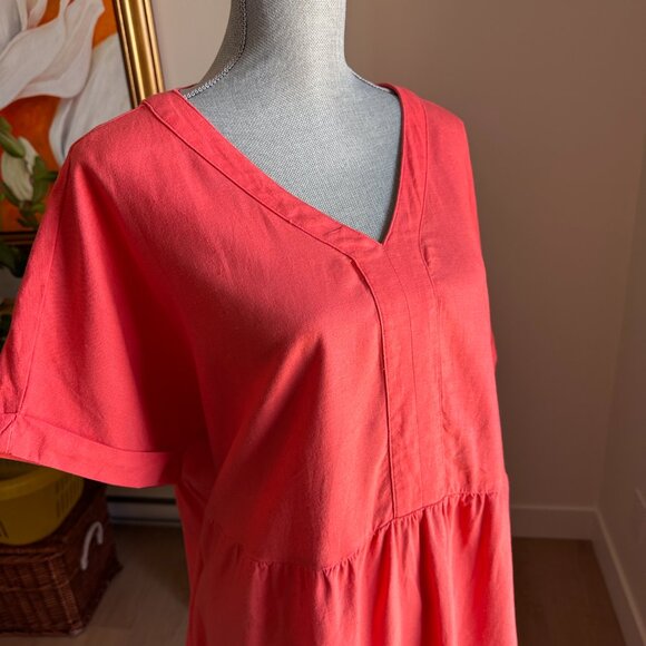 Linen Blend Tunic Dress sz XXL - Coral - Picture 2 of 13